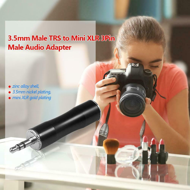 3.5mm Stereo Male to Mini XLR 3 pins Male Audio Adapter Connector Converter