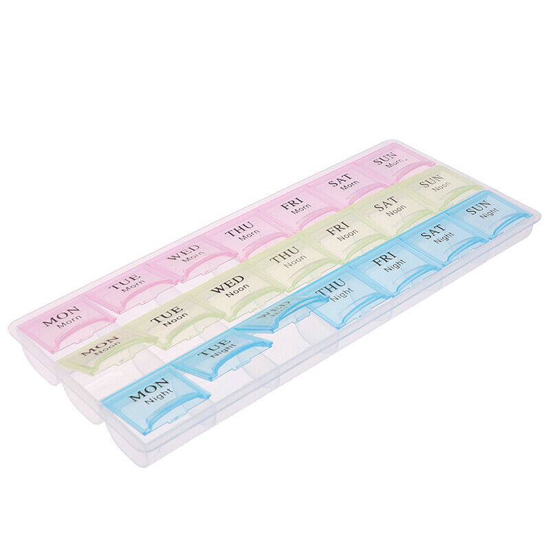 21-Grid Weekly Storage Pill Box Tablet Sorter Container Case drugs Organizer Hn