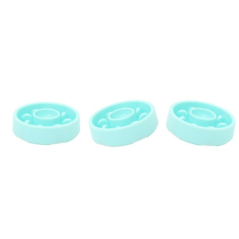 3x Pet Dog Puppy Food Slow Feeder Pet Cat Anti-Gulping Bowls Green For Dogs