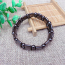2pcs Women Men Black Round Beads Hematite Magnetic Elastic Stretchy Bracelets