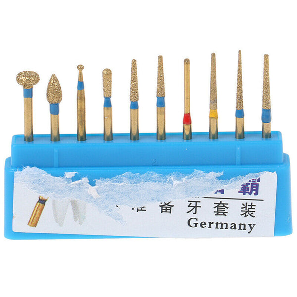 10Pcs/box Dental Diamond High Speed Burs for Polishing Smoothing Teeth   Nw