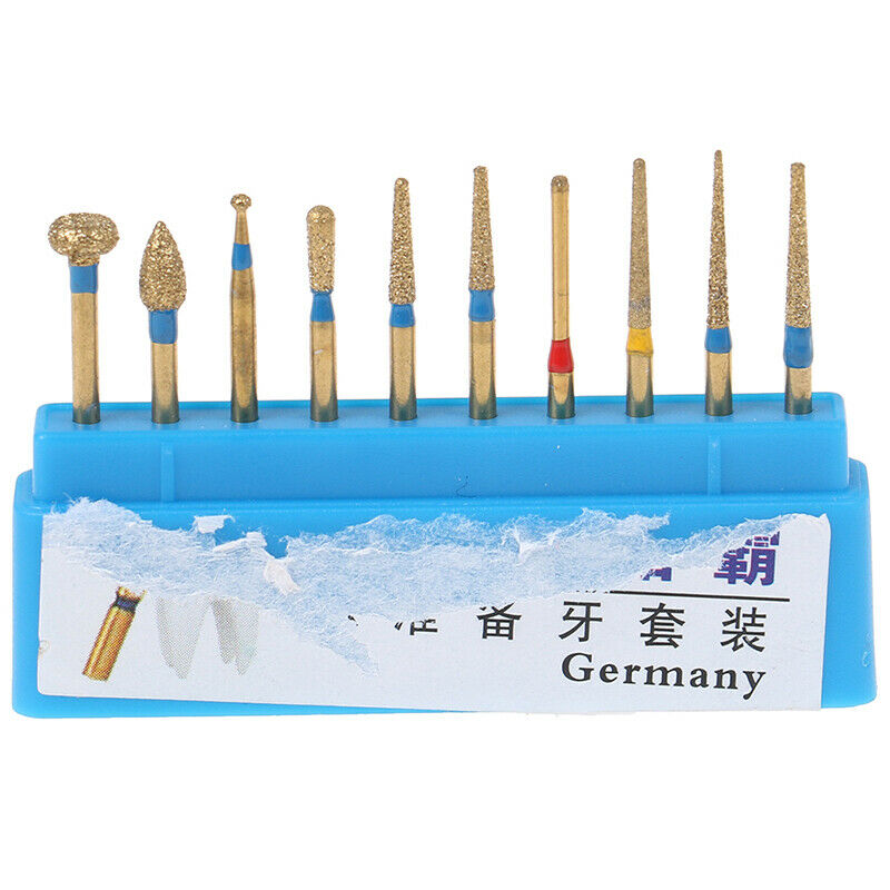 10Pcs/box Dental Diamond High Speed Burs for Polishing Smoothing Teeth   Nw