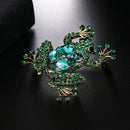 Green Brooch Women Party Anniversary Jewelry Shiny Rhinestone Brooches Bouq I7E6