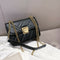 Women Leather Crossbody Bags Small Shoulder Messenger Chain Handbag (Black)