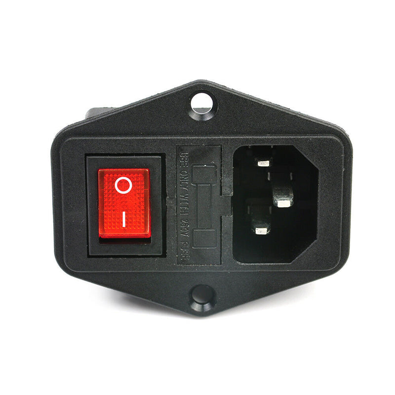 Multi-function 3 Pin IEC320 C14 AC Inlet Male Plug Power Socket With Fuse Switch