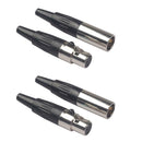 2 Pairs 3 Pin Male + Female Mini XLR Plugs Audio Connectors for Microphone
