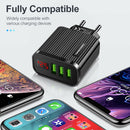 Digital Display USB Charger for Phone Tablet 3 USB Wall Charger (Black EU) A
