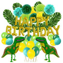 55Pcs Dinosaur Theme Party Set Birthday Letter Flag Turtle Back Leaf Dinosa