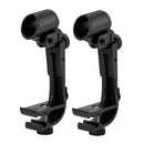Pack of 2 Plastic Drum Microphone Clamp Holder Mic Clip-on Black Percussion