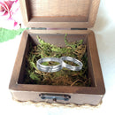 Wedding Ring Bearer Box w/ Heart Decor Wood Display Jewelry Ring Holder Case