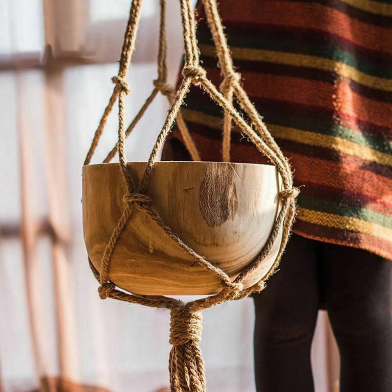 Handmade Macrame Plant Hanger Flower Pot Holder Pot Lifting 4 Leg String Ro