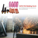 16pcs TIG Welding Machine Torch Stubby Gas Lens Kit Cup Collet Body Nozzle