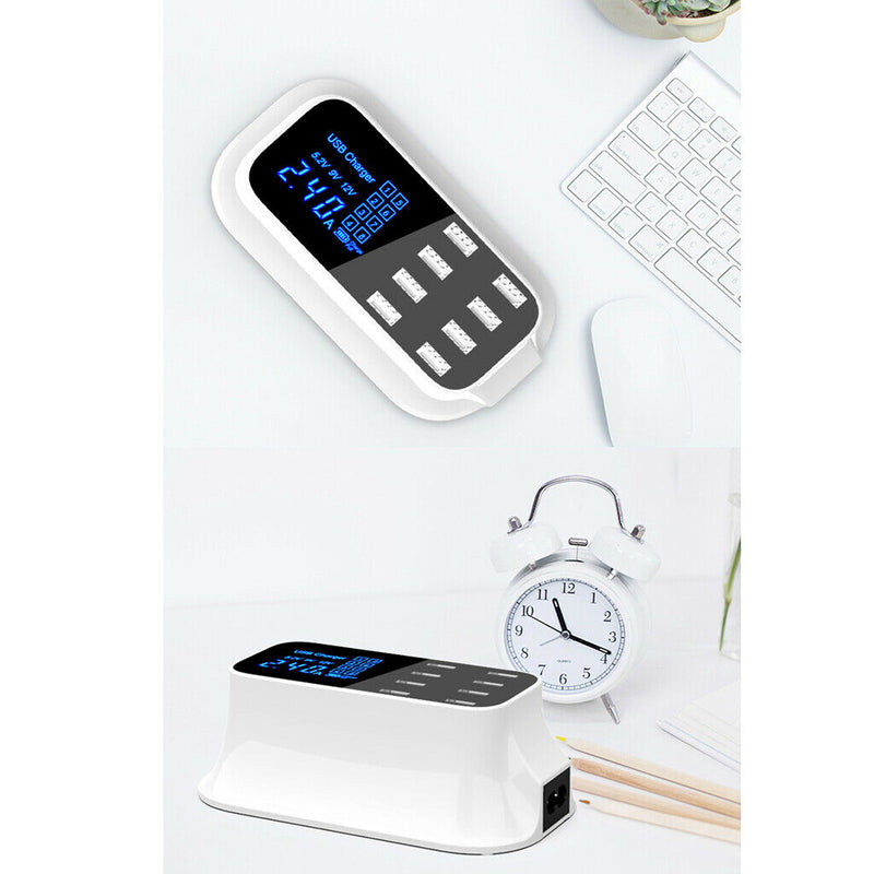 8-Port Quick Charge 3.0 Led Display  Adapter For Cell Phone UK