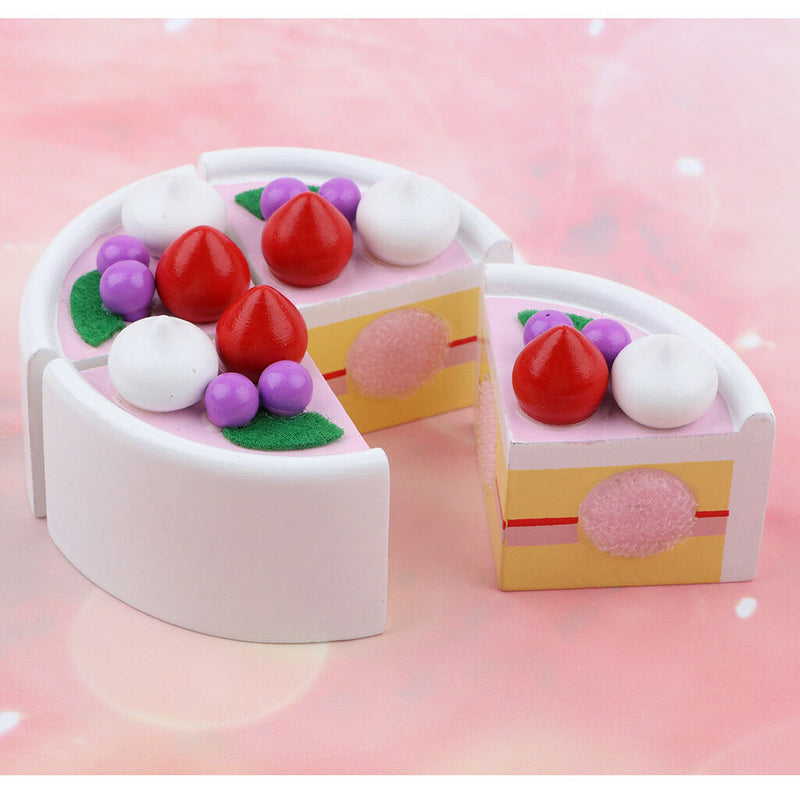 Kitchen Food Sliceable Fruit Birthday Cake Dessert Cutting Pretend Play Toys