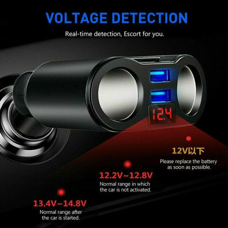 Accessories 12V-24V LED Display Multifunctional Dual USB Car Charger Universal