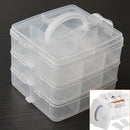 Clear 3 Tier Plastic Craft Storage Organizer Box Case Adjustable 18 Compartments