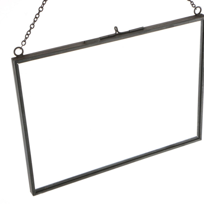 2 Sided Hanging Glass Display Frame for Photo Picture Specimen 18x13cm