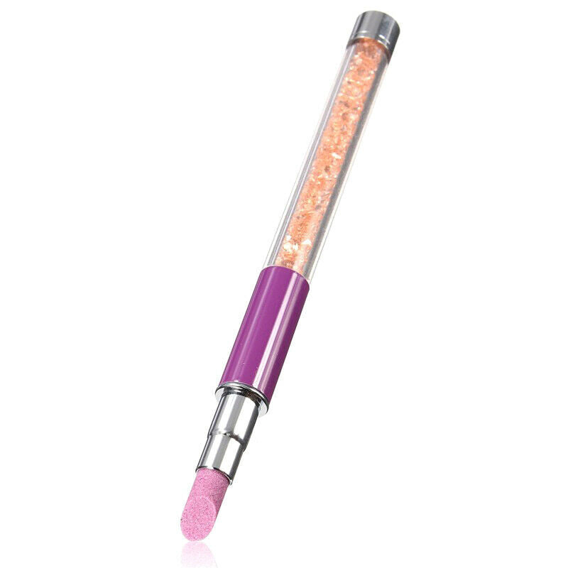 Fashion Manicure Nail Pusher Pens Alloy Diamond Body Quartz Stone Main Scru O4E1