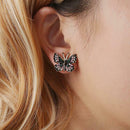 Rhinestone Stud Earrings Colorful Butterfly Earrings Women Jewelry Gift A