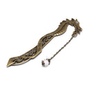 2X retro glow in the dark leaf feaher book mark with dragon luminous bookmar ^