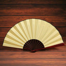 Folding Hand Fan Men's Black Bamboo Spun Silk Calligraphy Painting Writing  E5M4