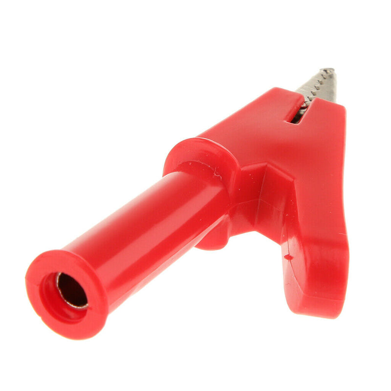 10mm Insulated Electric Alligator Clip Connector Banana Plug Red