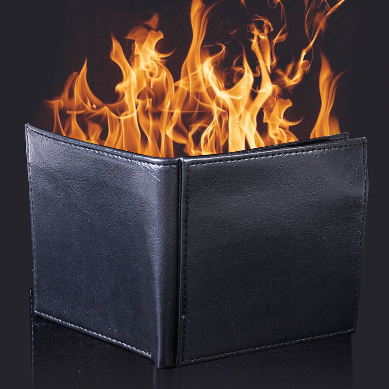 Flaming Magic Trick Fire Wallet Stage Street Magnetic Show Prop Purse PU Leather