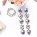 Fashion Rhinestone Heart Dangle Ear Stud Women Long Drop Earrings Jewelry