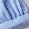 Short Sleeve Hollow Off Shoulder Strapless Stripe Women Tops (Blue XXL)