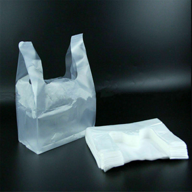 100pcs  18X28cm Carry Out Retail Supermarket Grocery White Plastic Shopping Bags
