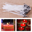 100x 6" 15cm Candle Wick Pretabbed Core Waxed With Sustainers fr Candle Making