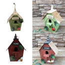 2 Pieces Natural Wood Decorative Birdhouse, Hanging Wooden Garden Bird House for