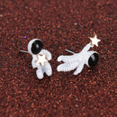 Fashion Women Surgical Steel Star Astronaut Asymmetric Stud Earrings Jewelry BX