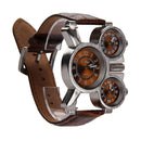 Oulm Men's Watch with Brown 3-Movt Dial Brown 23mm Stainless Steel Band