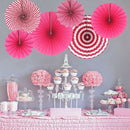 Party Hanging Paper Fans Set, Round Pattern Paper Garlands Decoration for B