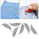 6pcs Leaf Patches Rhinestone Iron On Applique Patches Adhesive Stick Paste 19cm