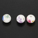 30PCs Mixed Flower Pattern Round Ceramic Beads 12mm(4/8 inch)Dia. Q8Q5
