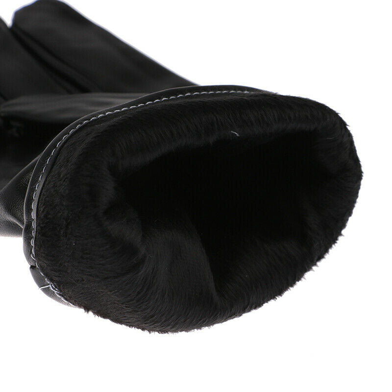 Leather Gloves Full Finger Mens Motorcycle Driving Winter Warm Touch Scree Gw