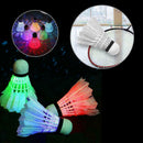 4pcs Colorful LED Badminton Shuttlecock Ball Feather Sport Glow White B3Z4