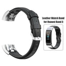 Leather Watchband Strap w/Buckle for Huawei Band 4 Pro TER-B29S (Black)