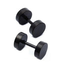 5X(1 Pair of Men's Barbell Stainless Steel Ear Studs Earrings Black 6mm E4S5)