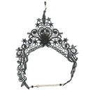 Gothic Victorian Black Lace Choker Necklace Metal Cameo Jewel Steampunk