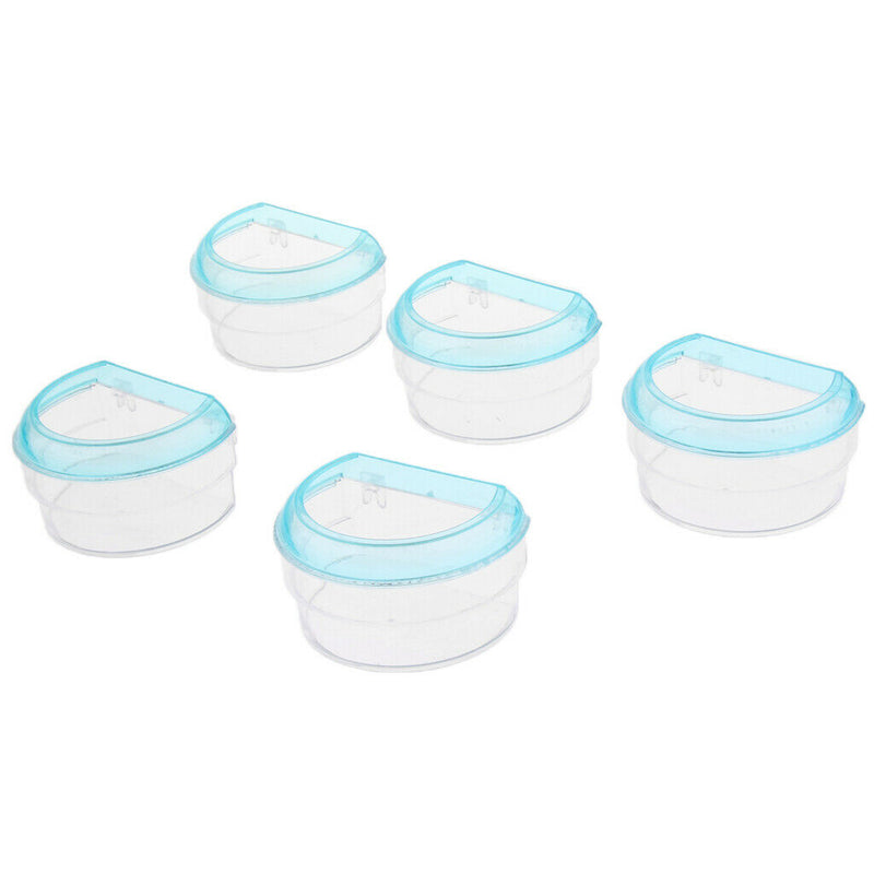 Pack of 5, Bird Parrot Clear Acrylic Feeding Cups Cage Hanging Bowl Seed Water