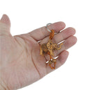 Lucky Elephant Carving Wood color Pendant Key chain Ring Evil Defends Gift JR