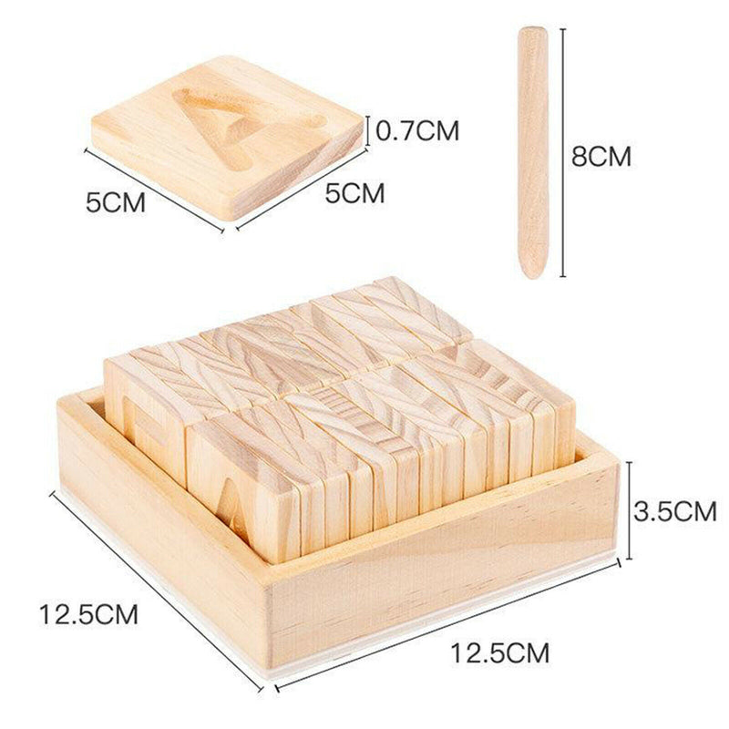 Wood Alphabet Tracing Puzzle Wood Cards Blocks Capital Letter Recognition 3+