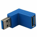 USB 3.0 A Male to Female 90 Degree Angle Converter Plug Adapter, Blue