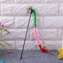 Cat Teasing Stick Colorful Pompom Feather Wand Fun Pet Teaser Rod Toys (01) A