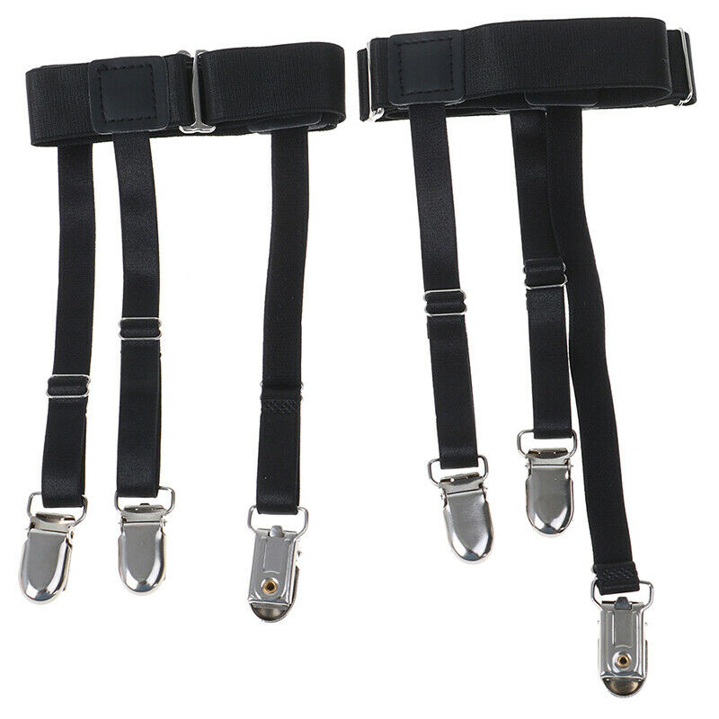 2 Pcs Men Shirt Stays Belt Non-slip Locking Clips  Keep Shirt Tucked Leg Str_