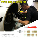 30pcs Brass Valve Cores with Car Bike Tire Valve Core Remover + 4 Way Tool