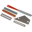 Set of 6 Luthier Parts Fret Tool, Guitar Ruler with 2 Holes, Grinding Stone(Red,